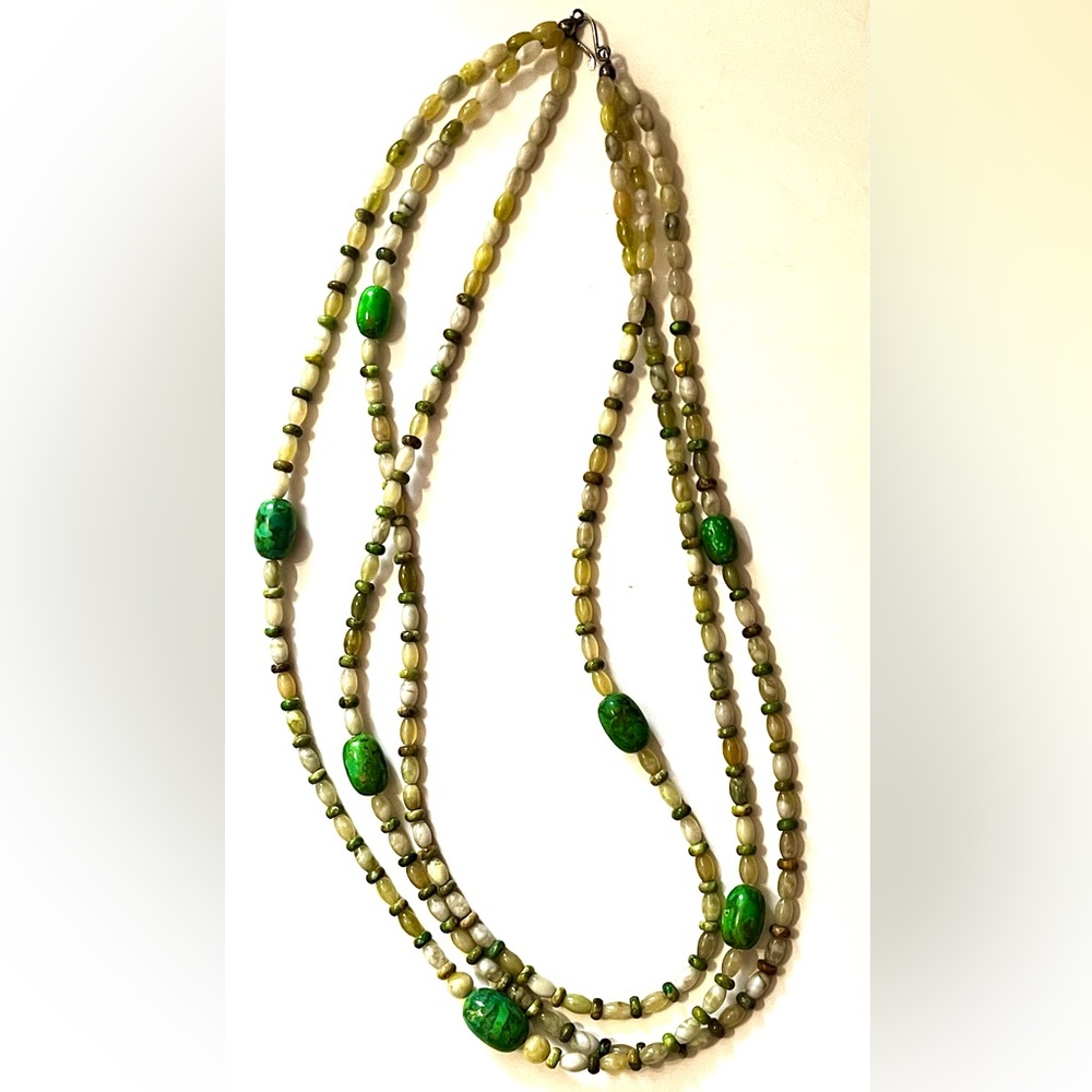 Jay King DTR Mojave Turquoise, Serpentine Necklace, 26” Sterling Silver